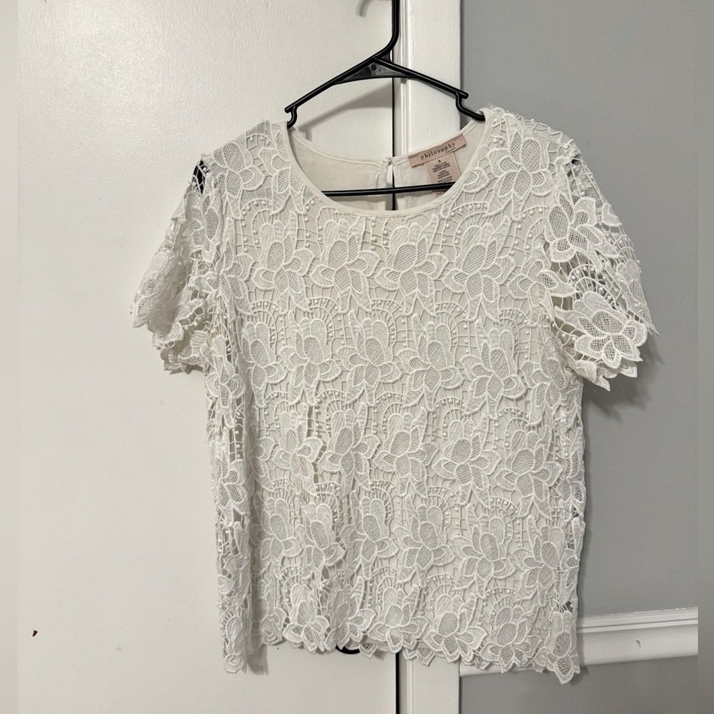 White 🤍  Lace Dress Top Shirt Philosophy LIKE NEW ✨